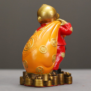 Adorno de Mono con Bolsa de Tela, Decoración Creativa y Tradicional para el Hogar y Escritorio, Regalo de Inauguración de Tienda, Bolsa de Dinero, Decoración de Latón - Product Image 4