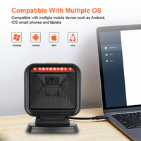 Pemindai Barcode LED QR Omnidirectional Luckydoor Factory Wired USB Linux/Android/Windows untuk Supermarket, Desktop, 1D 2D, Stok