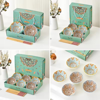 Bol à riz en céramique de style bohème, ensemble cadeau de 10 oz, vaisselle assortie, bols de service pour céréales, soupe, dessert, collation, fruits