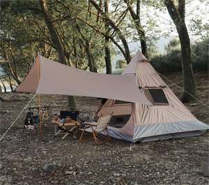 Tenda Indiana Piramidale da Esterno per 3-4 Persone, Pieghevole con Tenda Parasole, Impermeabile e Resistente ai Raggi UV - Product Image 4