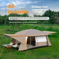 Tente pliante portable de deux pièces en toile Oxford anti-soleil et anti-pluie pour le camping en plein air grand espace de vie pour le glamping