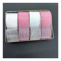 Pita Organza Berkualitas Tinggi Warna Solid dengan Glitter, Ikat Pita Mewah Buatan Tangan untuk Dekorasi Pernikahan, Ulang Tahun, Natal