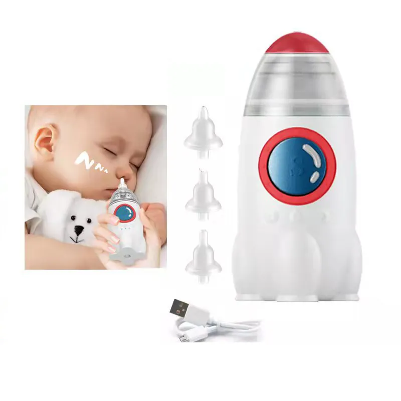 2022 Amazon Hot Selling Rocket Design 3 Gears High Suction Safety Electric Baby Nasal Aspirator