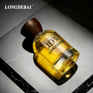 Botella de Perfume Redonda de Vidrio de Lujo Personalizada, 30ml 50ml 100ml, Transparente, Pulida, Vacía, con Tapa de Madera - Product Image 1
