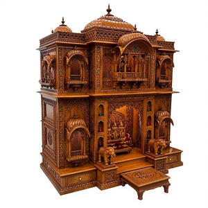 Traditional Vaishnav Haveli <b>Mandir</b> with Hand Carved Details Premium Devotional Haveli Shrine in Solid Teak Wood for Home Worship - Product Image 2