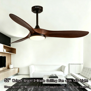 <span class=keywords><strong>Ventilatore</strong></span> da <span class=keywords><strong>Soffitto</strong></span> da 52 Pollici <span class=keywords><strong>con</strong></span> <span class=keywords><strong>Luce</strong></span> e Telecomando, Motore BLDC Silenzioso, Pale Reversibili Effetto Legno, <span class=keywords><strong>Ventilatore</strong></span> da <span class=keywords><strong>Soffitto</strong></span> LED Dimmerabile <span class=keywords><strong>per</strong></span> Casa - Product Image 1