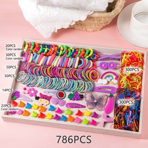 786 unids/set de bandas elásticas de goma coloridas para el cabello, pinzas para el cabello y accesorios para niñas para el regreso a la escuela, uso diario - Product Image 4