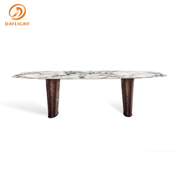 Table à manger de luxe, villa de luxe légère, table à manger en bois massif et marbre, table à manger rectangulaire moderne haut de gamme, console personnalisable