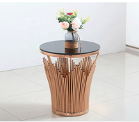 Re-A302 Lei De Nuo Table à manger ronde moderne en verre doré avec structure en acier inoxydable, ensemble de 6 chaises pour hôtel, maison et bureau