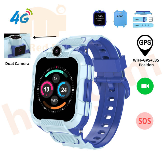 4G Smart Phone Watch for Kids with Dual Camera SIM Card GPS Trackers Video Call SOS Cartoon Smartwatch for Boys Girls Ages 5-12