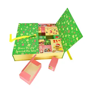 กล่องของขวัญคริสต์มาสตามสั่งปฏิทินนับถอยหลังสำหรับเทศกาลกล่องสกินแคร์บูติก24วันคริสต์มาสพร้อมโลโก้