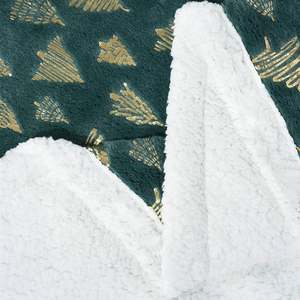 Manta de Sherpa ultra suave y acogedora, patrón de árbol de Navidad, manta decorativa ligera y cálida para vacaciones para sofá, dormitorio - Product Image 5