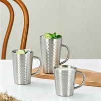Mug isotherme à double paroi avec poignée, en acier inoxydable 304, sans BPA, plusieurs capacités disponibles, vente en gros