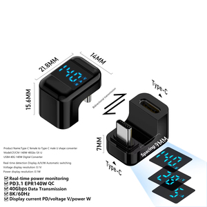 Jilian อะแดปเตอร์แปลง USB C DC 140W Type-C ตัวเมีย/ตัวผู้ปลั๊กรูปตัวยู40Gbps ส่งข้อมูลวิดีโอฉายภาพ8K กล้อง LED - Product Image 5