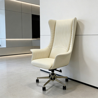 Chaise de bureau ergonomique réglable avec base pivotante en métal, dossier haut en cuir microfibre, chaise de bureau moderne pour cadres, en cuir pour les dirigeants