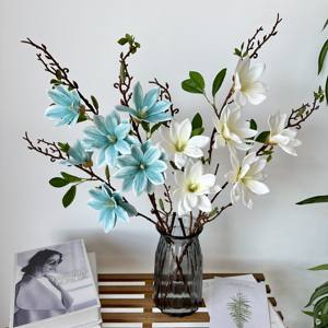 Simple 6 tête <span class=keywords><strong>millénaire</strong></span> magnolia décoration maison mariage <span class=keywords><strong>fleur</strong></span> artificielle en gros - Product Image 2