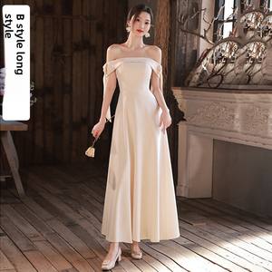 Nouvelle Robe de Demoiselle d'Honneur Couleur Champagne 2026, Robe de Demoiselle d'Honneur Simple pour la Saison Estivale - Product Image 6