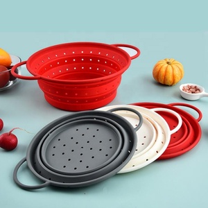 Panier de lavage pliable rond en silicone pour légumes, fruits et pâtes, idéal pour la vente en gros domestique - Product Image 1