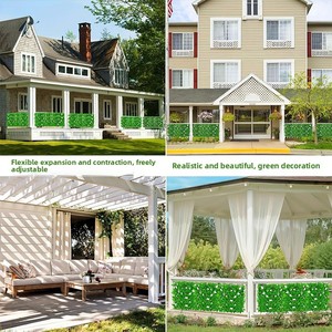 Hojas Artificiales para Cercas, Verdes, Telescópicas, Ecológicas, Ligeras, Duraderas, de Madera, Plástico y Flores de Seda, Estilo Sencillo para Patio - Product Image 5