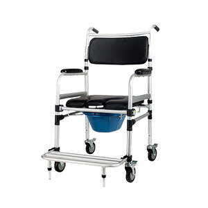 Sedia da Toilette <span class=keywords><strong>con</strong></span> Ruote in Lega di Alluminio per Anziani e Donne in Gravidanza, Antiscivolo, Antiribaltamento, Pieghevole, Finitura Lucida, Senza Attrezzi - Product Image 5