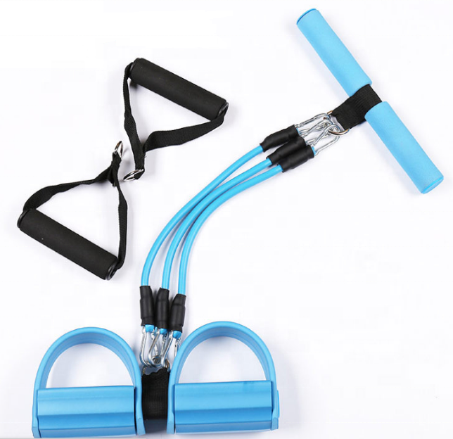 Регулируемое оборудование для фитнеса, педаль для упражнений для йоги, 3 трубки, тянущаяся веревка, эластичный экспандер