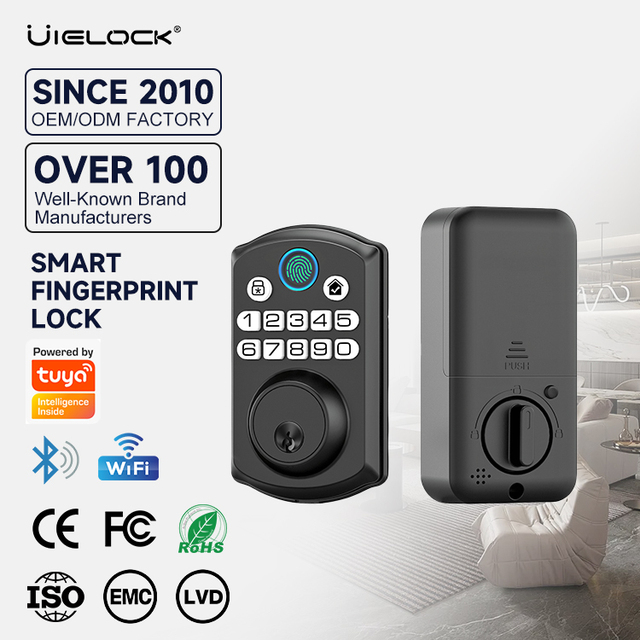 High-quality US Standard Smart Deadbolt Lock Grade C Tuya App for Various Unlocking Methods Wi-Fi Electronic Lock for Wood