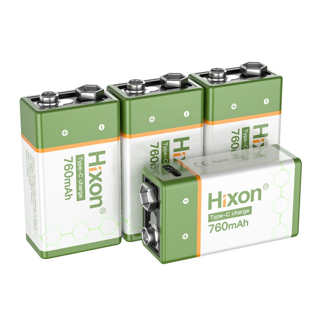 Hixon K210-4PCS 9V 760mah Rechargeable Lithium Polymer Batteries 1200 Cycles Customized USB Charge 4pcs