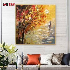HOTEN Large Framed Abstract Red Seascape Couple Oil Painting Pure Hand-Painted Wall <strong>Art</strong> for Home Decor Canvas Support Base - Product Image 6