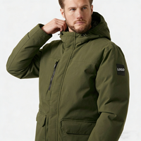 Veste parka en coton doublée de duvet avec logo personnalisé imprimé, 3 en 1, à capuche, de haute qualité, pour homme, avec grande poche, noyau intérieur amovible, coupe-vent