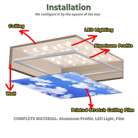 Azulejos de techo con estampado UV ignífugo a prueba de agua, decoración de líneas 3D, película de techo elástica de PVC para tiendas