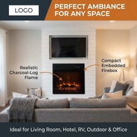 Cheminée électrique à LED de 18 pouces avec bûches de charbon simulées en métal, foyer à flamme LED, pour usage domestique et extérieur, chauffage intelligent à économie d'énergie