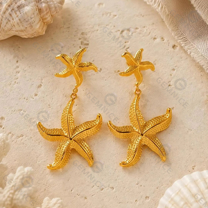 Pendientes Elegantes de Estilo Playero Vintage con Doble Estrella de Mar en Relieve de Gemnel - Product Image 4