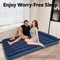 Matelas Gonflable en PVC Floqué Portable pour la Maison, les Invités, le Camping, la Randonnée, le Parc – Tailles Double et Queen – 4 Saisons