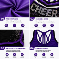 Vêtements d'entraînement de cheerleading pour femmes, ensemble deux pièces personnalisé avec strass, veste zippée et pantalon, vente en gros
