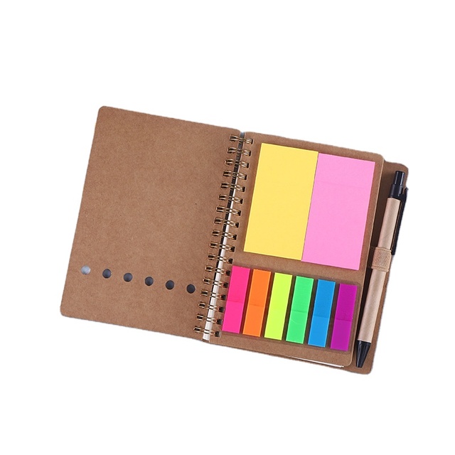 Recyclable Environmentally Friendly Business Kraft Paper Creative Sticky Notepad with Pen Notebook