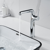 Robinet de lavabo simple trou Momali en laiton avec cartouche céramique, finition noir gunmetal, poignée unique, eau froide/chaude
