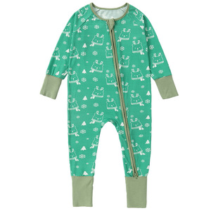 Western Personalized Sleepwear Summer Viscose Bamboo Spandex One Piece Baby Fiber Zipper <strong>Pyjamas</strong> Character <strong>Christmas</strong> - Product Image 3
