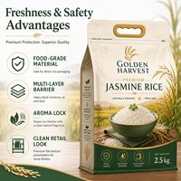 Sachet d'emballage pour riz personnalisé, imprimé, de qualité alimentaire, robuste, haute barrière, à fond plat, avec poignée et fermeture éclair
