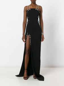 <span class=keywords><strong>Robe</strong></span> longue noire à fente haute Bettergirl 2026 avec boucle œil de poulet et double chaîne pour l'épaule - Product Image 1