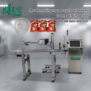 Marqueur laser CO2 pour bols à nouilles, gobelets en papier, impression de codes GS1, QR, informations produit, date, inspection visuelle pour lignes de production alimentaire - Product Image 1