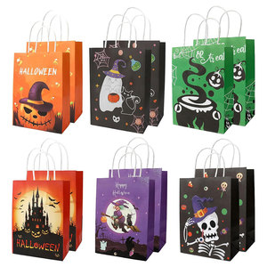 Custom <b>Mini</b> Brown <b>Black</b> Kraft Paper Carry <b>Bag</b> with Handle for Supermarket Use and Promotions Features Fruit Candy Logo - Product Image 1