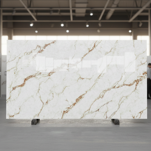 Özel 3D baskılı lüks altın ven kuvars büyük levhalar Modern tasarım yanmaz çevre dostu tezgahı zemin masa üstü duvar - Product Image 2