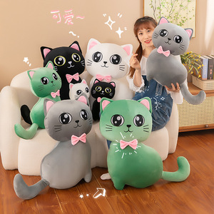 Nouvel Arrivage : Peluche Chat aux Grands Yeux, Poupée en Peluche Chat, Cadeau Saint-Valentin, Décoration Maison, Chat en Peluche avec Nœud Rose, Jouet Poupée - Product Image 2
