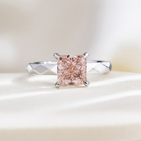 Messi Gems MSR-2226 Pt950 Platin 2ct Princess Cut Labor-Gezüchteter Rosa Diamant Solitär-Ring Damen Verlobungsring