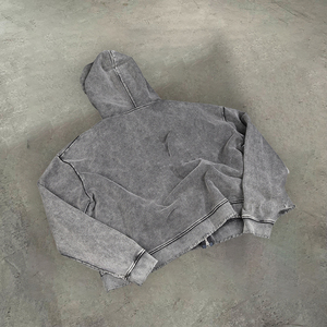 Sudaderas con Capucha para Hombre, Corte Cuadrado Personalizado, Estilo Vintage, Lavado Ácido, con Cierre y Efecto Desgastado - Product Image 4