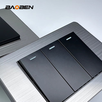 Prise murale BAOBEN en acier inoxydable, norme brésilienne, double USB Type C, interrupteur d'éclairage avec 5 ports, prise 10A 20A