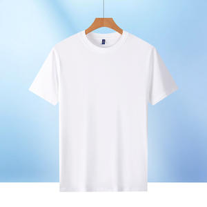 T-shirt décontracté pour homme à col rond, motif uni, en coton glacé, manches courtes, respirant, coupe ample, tricoté - Product Image 5