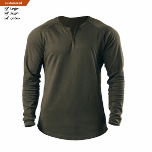 Camiseta Henley Vintage de <span class=keywords><strong>Manga</strong></span> <span class=keywords><strong>Larga</strong></span> para <span class=keywords><strong>Hombre</strong></span>, Cárdigan de Algodón Elástico Ligero con Cuello en V para Deportes, Capa Base de Fitness - Product Image 1