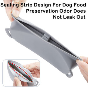 Nouveau produit : Sacs à nourriture pour animaux de compagnie en silicone, friandises pour animaux de compagnie pour <span class=keywords><strong>les</strong></span> promenades en extérieur avec fermeture magnétique et clip de ceinture - Product Image 3