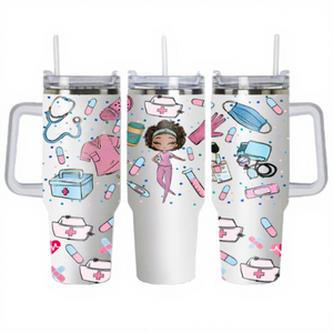 Vaso de Vino de Acero Inoxidable con Diseño de Enfermera/<span class=keywords><strong>Doctor</strong></span>, Precio de Fábrica, Alta Calidad, Personalizado con Sublimación 3D, 40 Oz, con Asa - Product Image 1